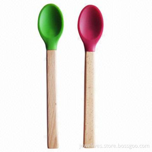 Healthy silicone scoop with wooden handle